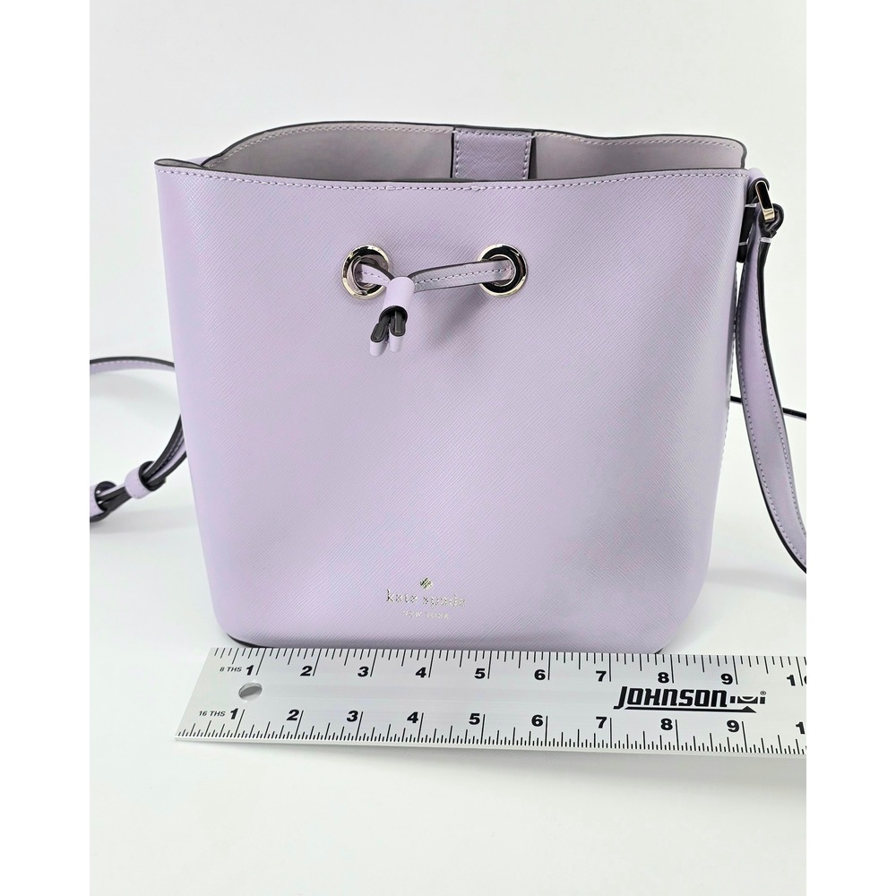 Kate Spade Pastel Saffiano Leather Bucket Bag Womens Lavender Crossbody Handbag - Picture 7 of 8